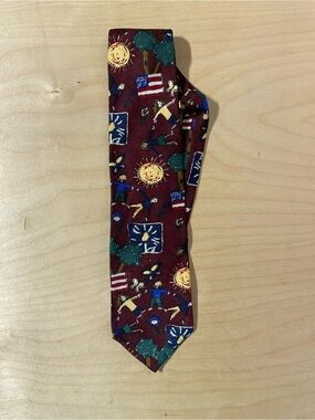 Bob Timberlake Men's Burgundy Novelty Print Tie  (RY)